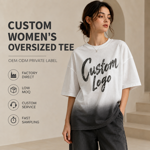Custom Women Oversized Dip Dye Crew Neck T Shirt Gradient Print Top