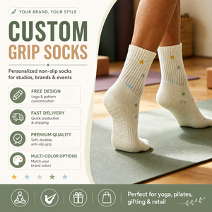 Custom Cotton Knit Non Slip Yoga Socks Elastic Crew Length Pilates Casual Workout