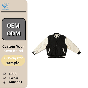 OEM Casual Fashion Custom Autumn 100% Wool Leather Button Vintage Varsity Baseball Digital Printing Towel Embroidery Men Jacket