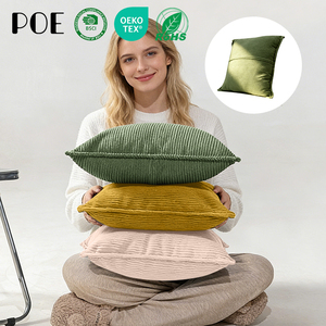 Decorative Square Hotel Back Throw Pillow Covers Super Soft Farmhouse Fall Chenille Corduroy Pillowcase