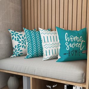 Wholesale Custom Logo Design Modern Square Home Velvet Cushion Covers 18 X 18 Inch 45 X 45 cm Hotel Striped Plant