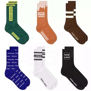 Designer Jacquard Knitted Crew 100% Cotton Thick Anti-Bacterial Brands Socks Casual Letter Bottom Logo Funny Sports Custom